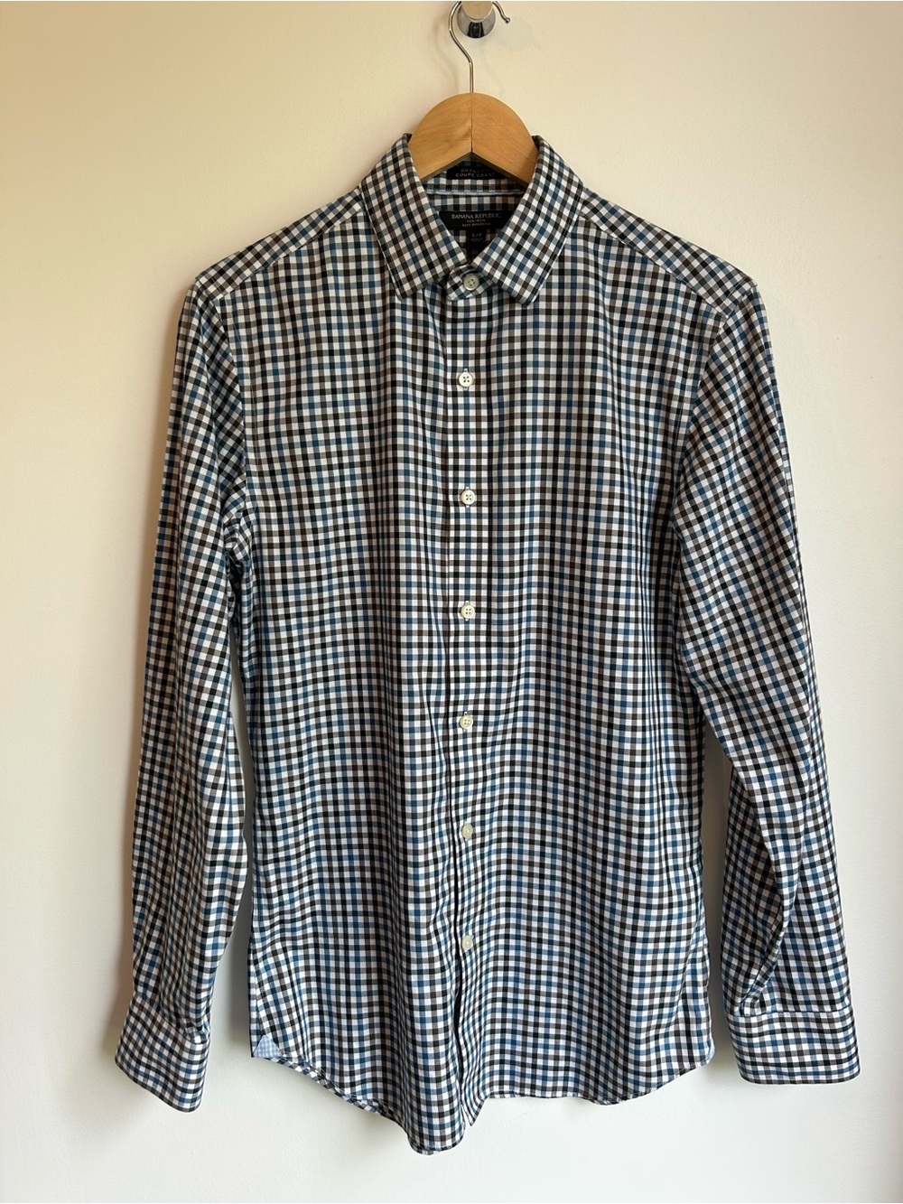 Banana Republic Non-Iron Grant Fit Gingham Plaid Dress Shirt S